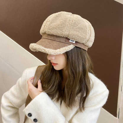 Autumn And Winter Woolen Thick Warm Peaked Cap Buy Center