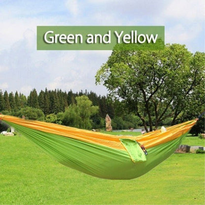 Backpacking Hammock - Portable Nylon Parachute Outdoor Double Hammock Yellow + green