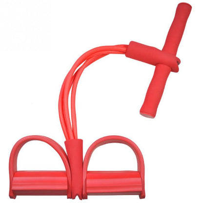 Natural Latex Foot Pedal Elastic Pull Rope with Handle Fitness Equipment Bodybuilding Expander Red