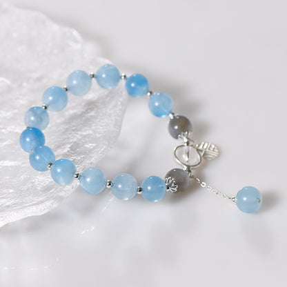 Just Arrived at Buy Center: Natural 10mm Aquamarine Ball Type Single Ring Bracelet Single Circle