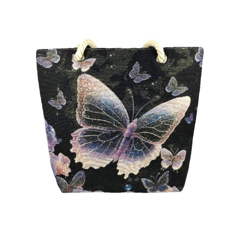 Fantasy Purple Butterfly Double-sided Gold Silk Embroidered Handbag With Zipper Buy Center