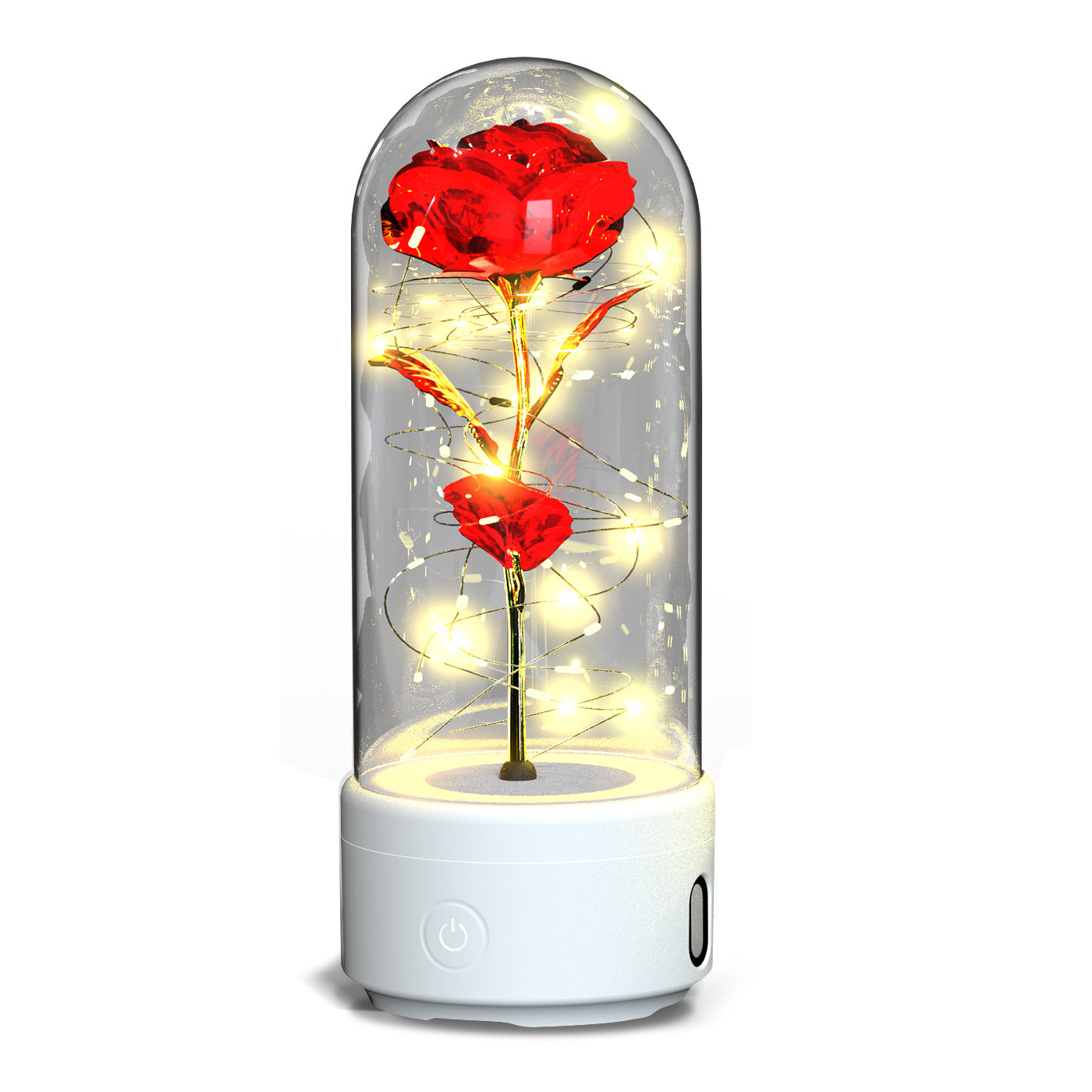 Creative 2 In 1 Rose Flowers LED Light And Bluetooth-compatible Speaker Valentine's Day Gift Rose Luminous Night Light Ornament In Glass Cover Buy Center