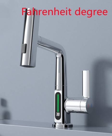 Intelligent Digital Display Faucet Pull-out Basin Faucet Temperature Digital Display Rotation