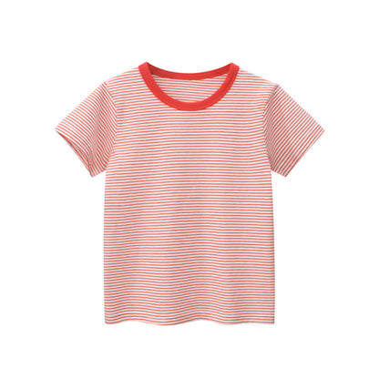 Newly Released at Buy Center: Striped Baby Clothes Bottoming Shirt 9893 Rust Red And White Room