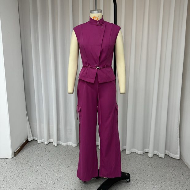 Hot New Items at Buy Center: Rest Sleeveless Polo Collar Solid Color Casual Two-piece Suit