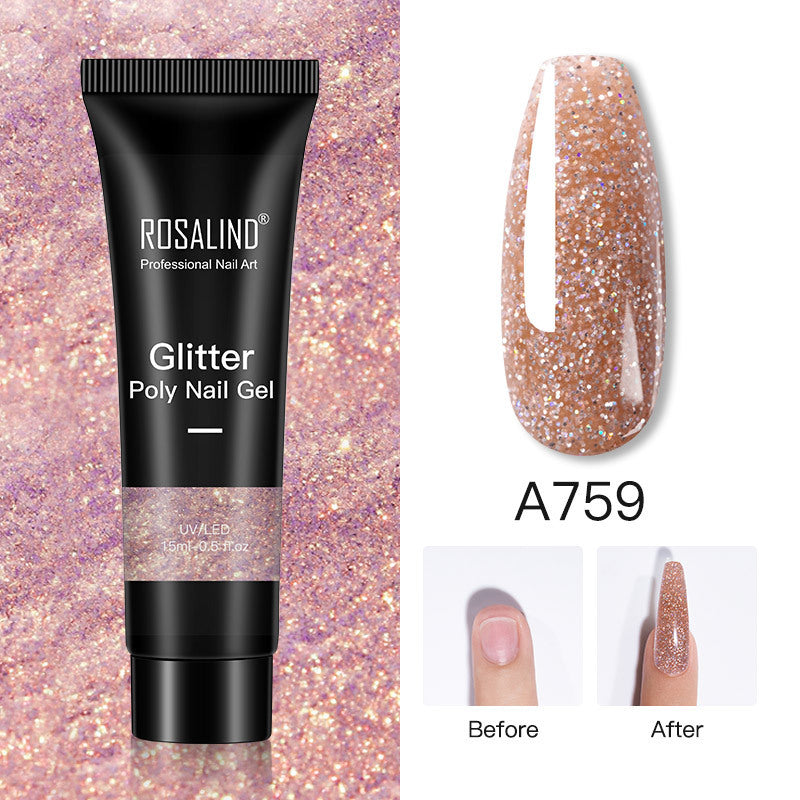 Glitter Poly Nail Gel Extension 15ml Gel Polish All For Manicure Poly Builder Gel Semi Permanent Soak Off Nail Art