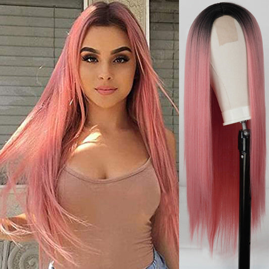 Buy Center Exclusive Offer-Wigs Fade Into Long Straight Hair Pink