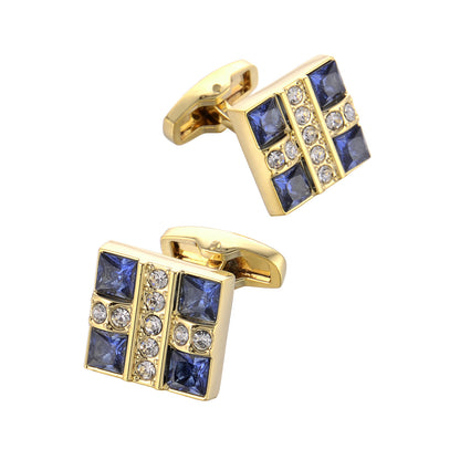 Business French Blue Crystal Shirt Cufflinks