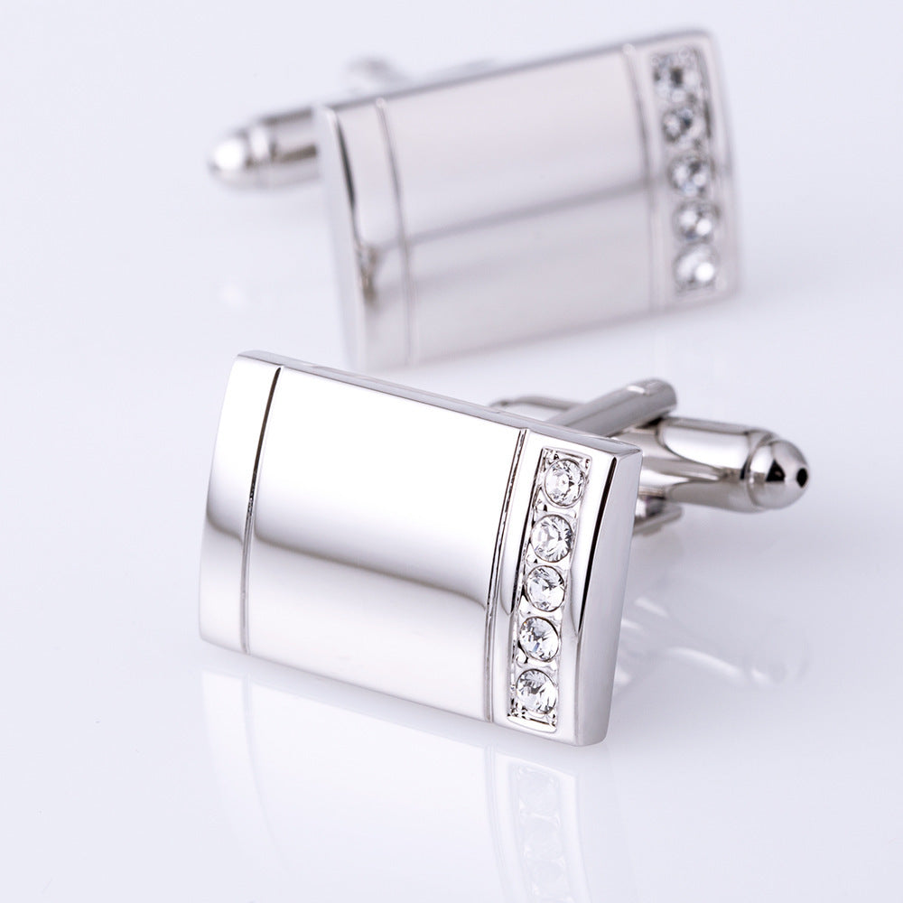 High Quality Silver Diamond Cufflinks Men's Business French Cufflinks Cuff Nails Can Be Personalized