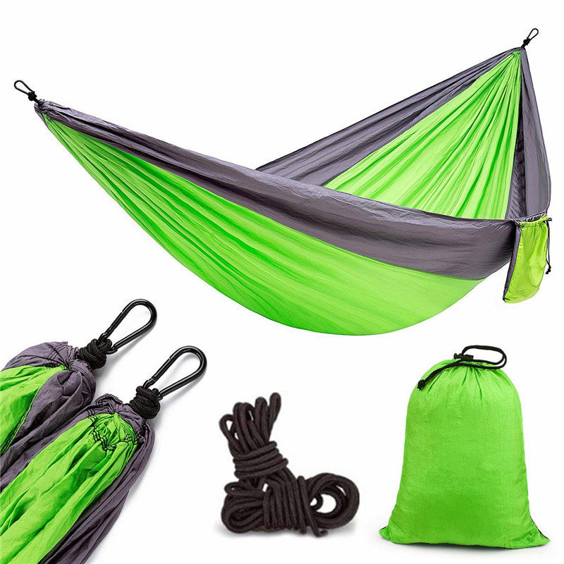 Backpacking Hammock - Portable Nylon Parachute Outdoor Double Hammock Green + gray