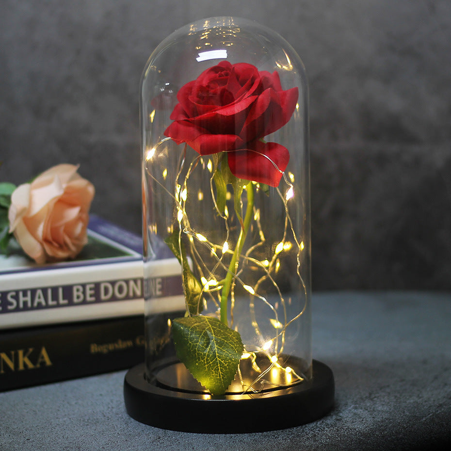 Mothers Day Wedding Favors Bridesmaid Gift Immortal Simulation Rose Glass Cover Luminous Led Ornament Buy Center