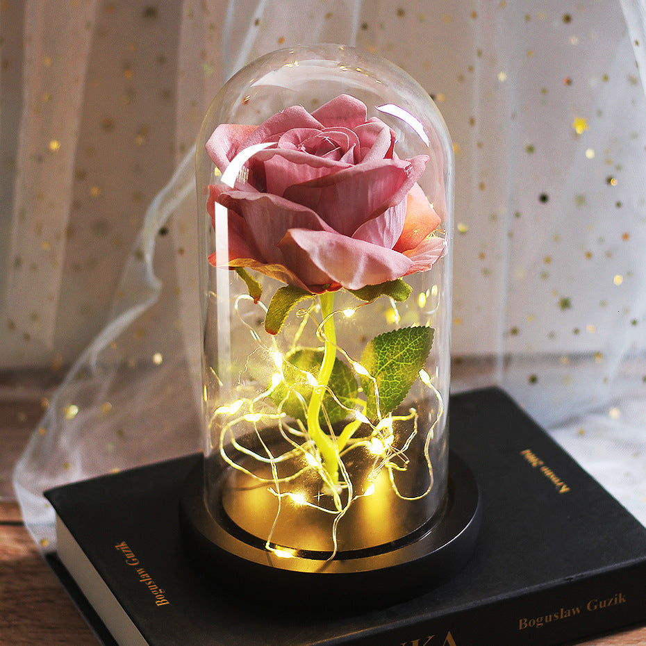 Mothers Day Wedding Favors Bridesmaid Gift Immortal Simulation Rose Glass Cover Luminous Led Ornament Buy Center