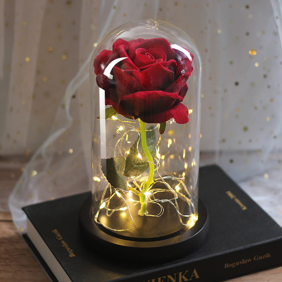 Mothers Day Wedding Favors Bridesmaid Gift Immortal Simulation Rose Glass Cover Luminous Led Ornament Buy Center