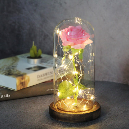 Mothers Day Wedding Favors Bridesmaid Gift Immortal Simulation Rose Glass Cover Luminous Led Ornament Buy Center