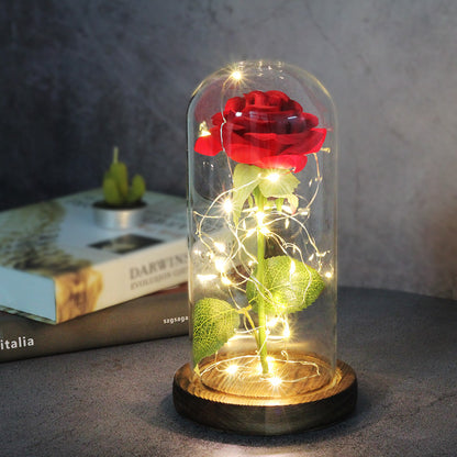 Mothers Day Wedding Favors Bridesmaid Gift Immortal Simulation Rose Glass Cover Luminous Led Ornament Buy Center