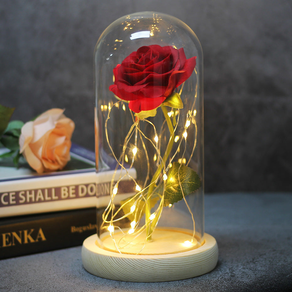 Mothers Day Wedding Favors Bridesmaid Gift Immortal Simulation Rose Glass Cover Luminous Led Ornament Buy Center