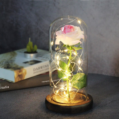 Mothers Day Wedding Favors Bridesmaid Gift Immortal Simulation Rose Glass Cover Luminous Led Ornament Buy Center