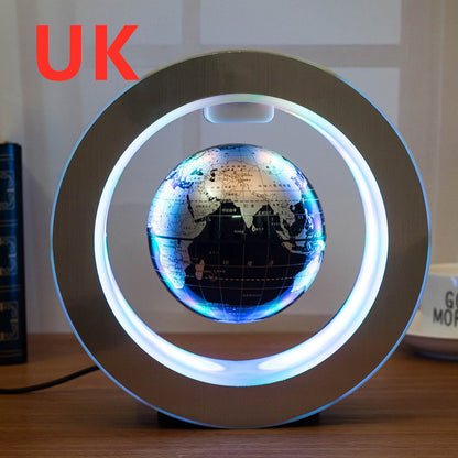 Round LED World Map Floating Globe Magnetic Levitation Light Anti Gravity Magic Black English UK