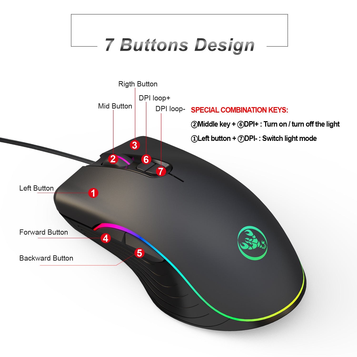 Glowing Gaming Mouse Gaming Wired Mouse A867RGB gaming mou