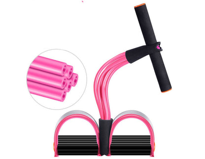 Natural Latex Foot Pedal Elastic Pull Rope with Handle Fitness Equipment Bodybuilding Expander Pink 6 Tubes