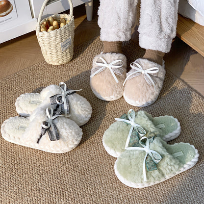 Bow Cotton Warm Non-slip Platform Slippers | Bags & Shoes3 | Buy Center