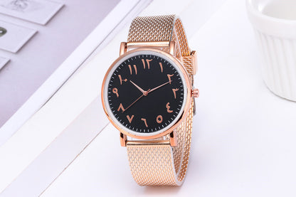 Trending Now at Buy Center: Fashion Creative Quartz Watches Couple Watches Digital Mesh Band Watches Gold black