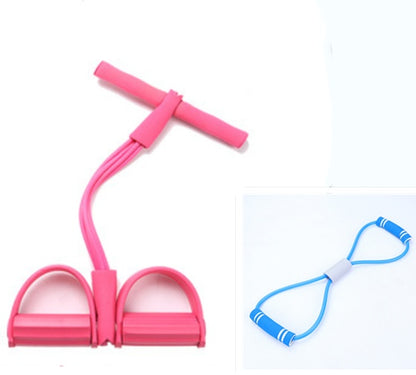 Natural Latex Foot Pedal Elastic Pull Rope with Handle Fitness Equipment Bodybuilding Expander Pink with Blue Rally set