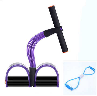 Natural Latex Foot Pedal Elastic Pull Rope with Handle Fitness Equipment Bodybuilding Expander Purple6Tubewith Blue Rally set