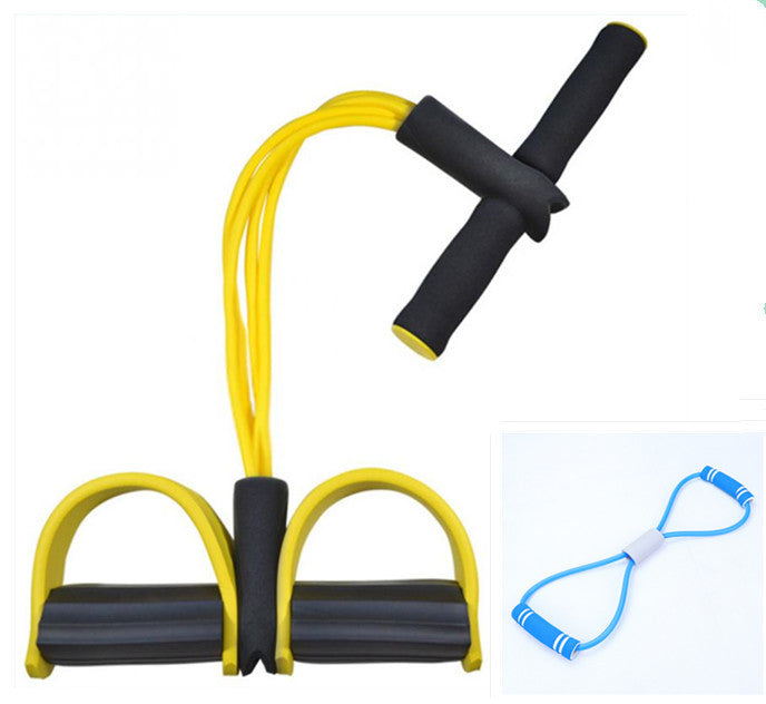 Natural Latex Foot Pedal Elastic Pull Rope with Handle Fitness Equipment Bodybuilding Expander Yellow with Blue Rally set