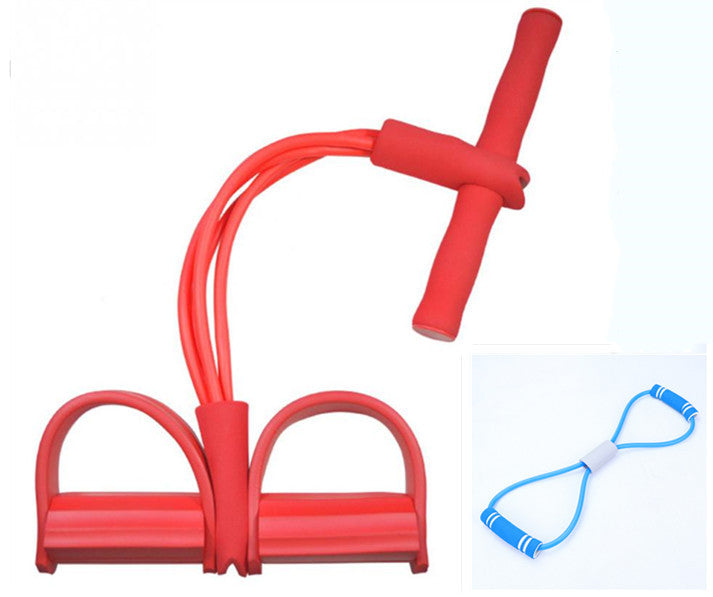 Natural Latex Foot Pedal Elastic Pull Rope with Handle Fitness Equipment Bodybuilding Expander Red with Blue Rally set