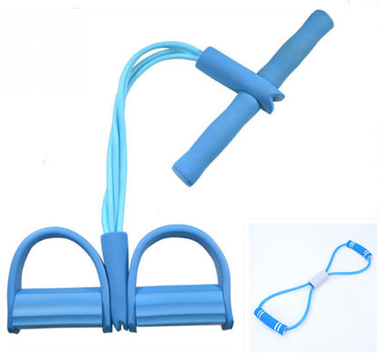 Natural Latex Foot Pedal Elastic Pull Rope with Handle Fitness Equipment Bodybuilding Expander Blue with Blue Rally set