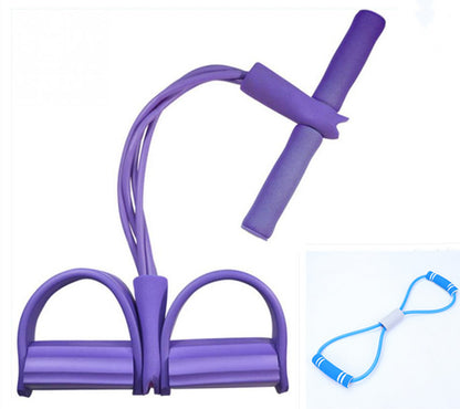 Natural Latex Foot Pedal Elastic Pull Rope with Handle Fitness Equipment Bodybuilding Expander Purple with Blue Rally set