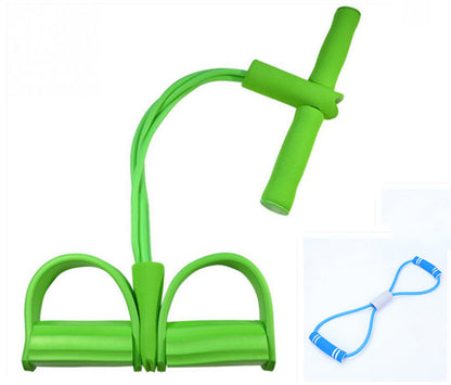 Natural Latex Foot Pedal Elastic Pull Rope with Handle Fitness Equipment Bodybuilding Expander Green with Blue Rally set