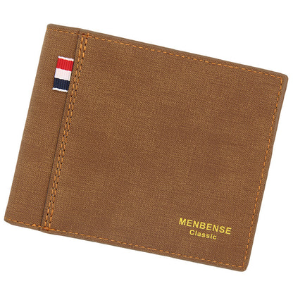 Buy Center Exclusive Offer-Men's Wallets Short Largecapacity Fashion Retro Tri-fold Bag Men's Wallet Light Brown