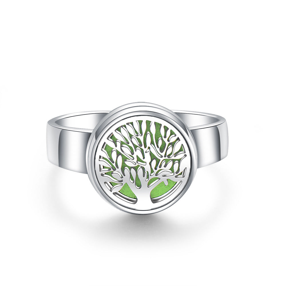 Buy Center Hot Pick-Hollow Adjustable Tree Of Life Titanium Steel Aromatherapy Diffuser Ring 10color Adjustable Opening