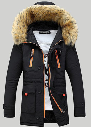 Autumn and winter thick padded jacket men's slim hooded padded jacket