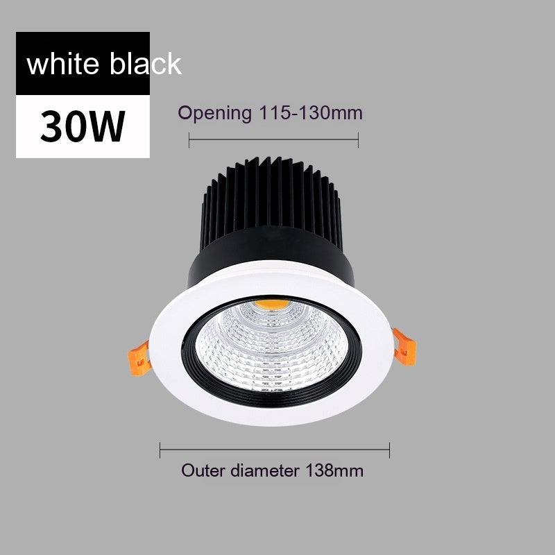 Just Arrived at Buy Center: Led Anti-glare Spotlight Embedded Variable Light With Three Colors Ceiling Lamp Black 30W Hole 115 To130mm