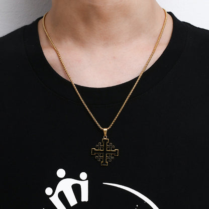 Trending Now at Buy Center: Men's New Cross Stainless Steel Hip Hop Necklace