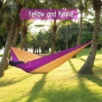 Backpacking Hammock - Portable Nylon Parachute Outdoor Double Hammock Yellow + purple