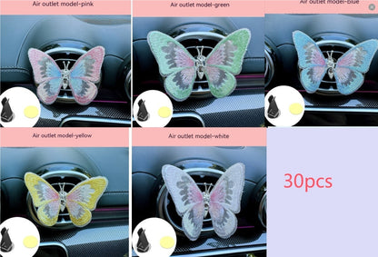 Just Arrived at Buy Center: Moving Embroidery Butterfly Center Console Air Outlet Decoration Healing Series Car Accessories Set clip 30PCS