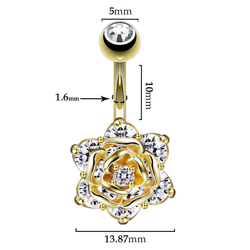 Buy Center Top Rated-Fashion Personality Rose Zircon Navel Order