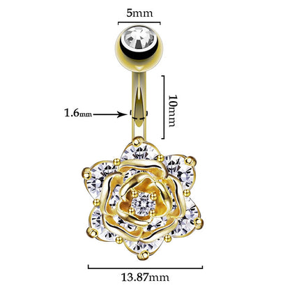 Buy Center Top Rated-Fashion Personality Rose Zircon Navel Order