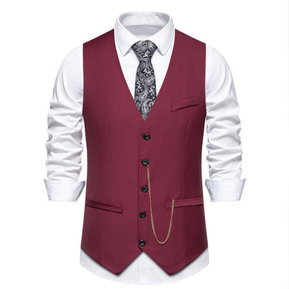 Fresh Arrivals at Buy Center: Solid Color Wedding Banquet V-neck Men's Suit Vest