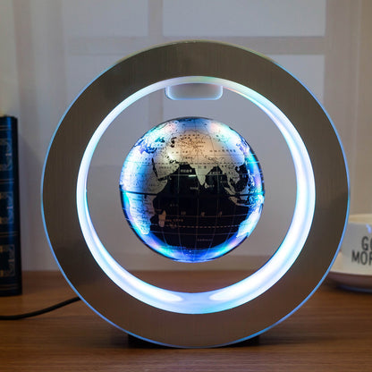 Round LED World Map Floating Globe Magnetic Levitation Light Anti Gravity Magic Black