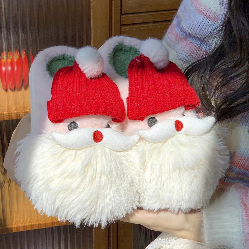 Cute Christmas Santa Claus Home Slippers Winter Warm Indoor Non-slip Floor Plush Shoes For Women Buy Center