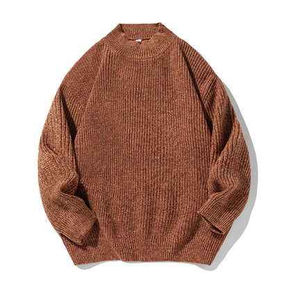 Retro Thick Needle Mock Neck Sweater Autumn And Winter Texture Texture Hemp Dot Jacquard Thickened Buy Center