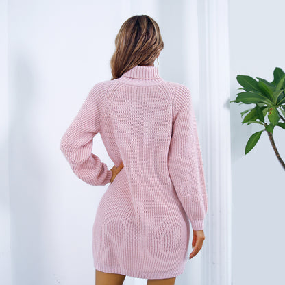 Winter Turtleneck Long Sweater Dress With Button Design Leisure Clinch Long Sleeve Base Sweater Women Buy Center