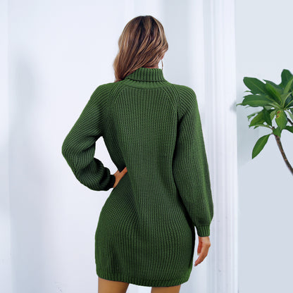 Winter Turtleneck Long Sweater Dress With Button Design Leisure Clinch Long Sleeve Base Sweater Women Buy Center