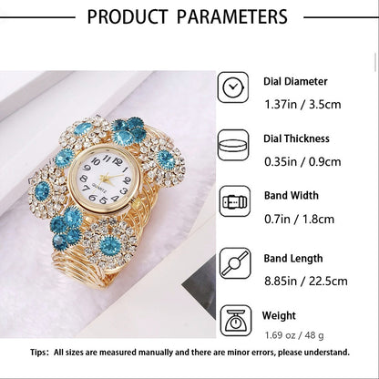 Reloj de cuarzo de lujo elegante y asequible con incrustaciones de diamantes de imitación y estrellas para mujer