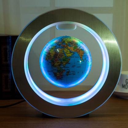 Round LED World Map Floating Globe Magnetic Levitation Light Anti Gravity Magic Sky blue